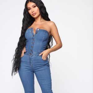 Dina Denim Jumpsuit - Medium Wash